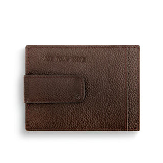 Money Clip Brown	Brown money clip – leather-look compact money clip in rustic brown, perfect pocket essential for him