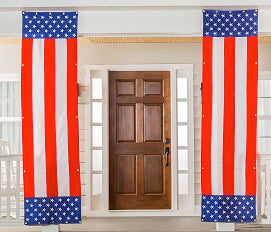 Stars and Stripes Column Wrap	Stars and Stripes column wrap – fabric wrap for porch columns in red, white, and blue stripes