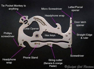 Pocket Monkey Deluxe – credit card-sized multi-tool with screwdriver, bottle opener, wrench, and more; compact and TSA-compliant
