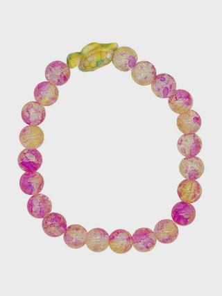 Multicolored beaded bracelet on a white background