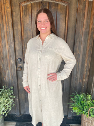 Linen Blend Shirt Dress