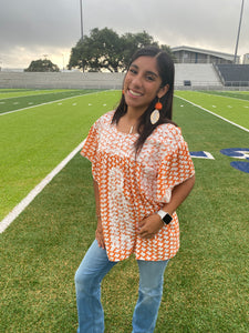 Earring Orange Pom Football