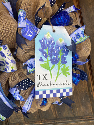 Wreath Mesh Bluebonnet w bow