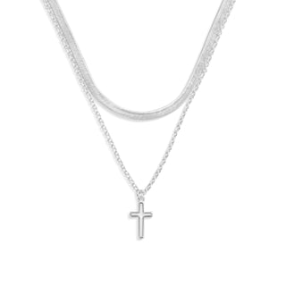 Silver cross pendant necklace