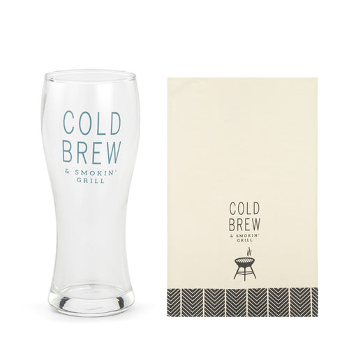 Cold Brew Pilsner Glass & Towel Set