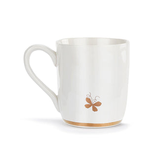 Pink Duo Butterfly White Mug with Gold Trim - 14oz