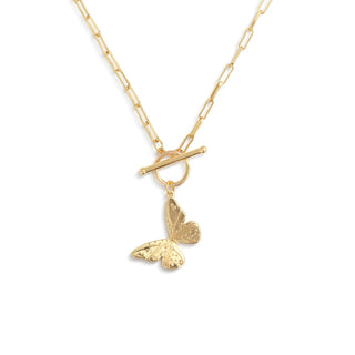 Gold necklace with butterfly pendants 