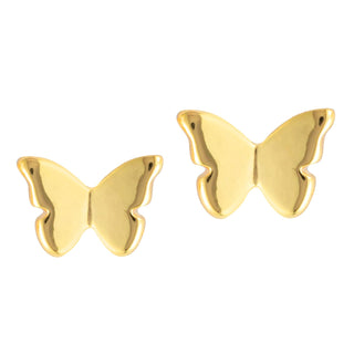 Gold butterfly-shaped earrings.