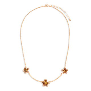 Mocha Enamel Flower Necklace
