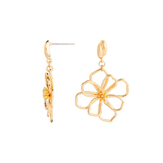 Flower Open Wire Gold Earrings