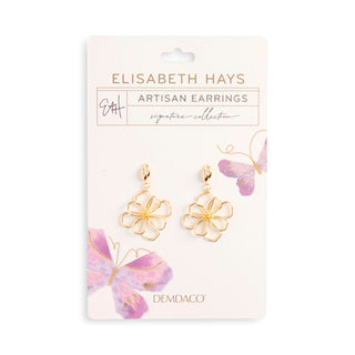 Flower Open Wire Gold Earrings