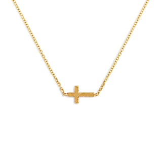Gold necklace with a small cross pendant 