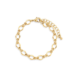 Gold Twisted Oval Chain Bracelet 6.5in