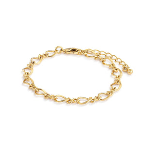 Gold Twisted Oval Chain Bracelet 6.5in