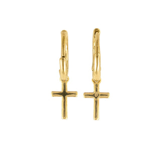Gold Cross Huggie - 7.75mm