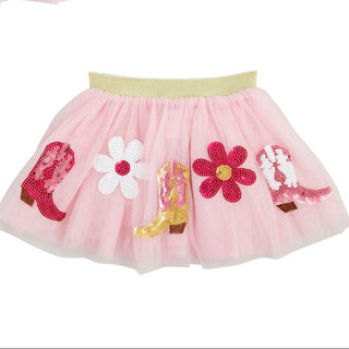 Pink tutu with cowboy boot and horseshoe