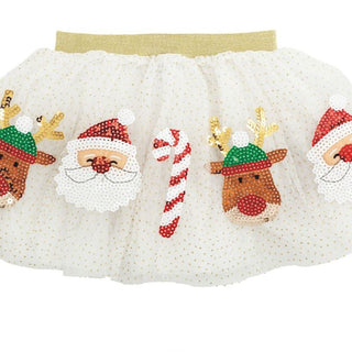 White and gold mesh skirt with sequin Christmas details
