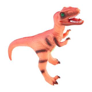 Orange toy dinosaur figure with sound features.