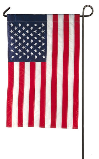 American Flag Garden	American flag garden flag – bold red and white striped mini flag for patriotic yard décor								