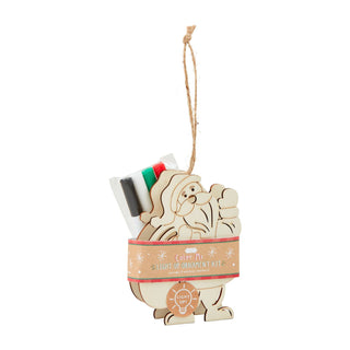 Wooden ornament shaped like a Santa Claus with color markers