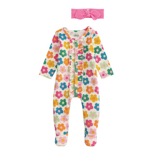 Colorful floral baby onesie with matching headband