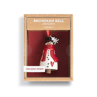 Holiday Spirit Snowman Red Heart Mini Bell Ornamen