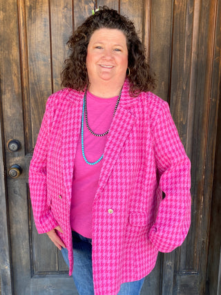 Houndstooth Pink Elle Blazer