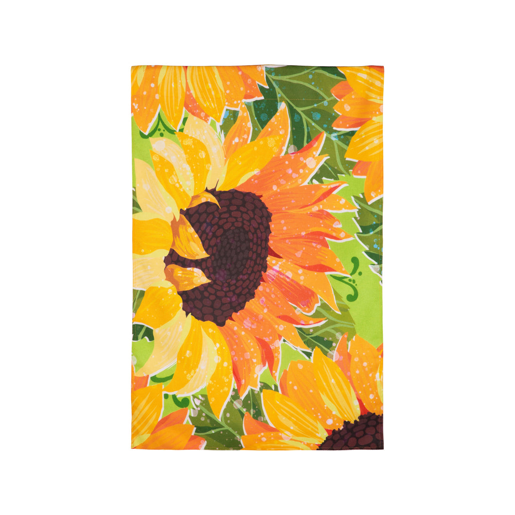 Sunflowers in the Garden Burlap House Flag