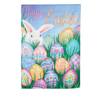 Happy Easter Multi Eggs Suede House Flag