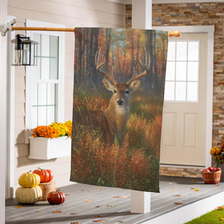Flag with buck in forest