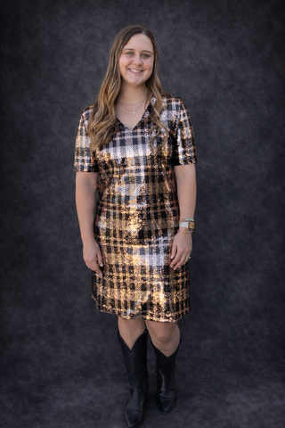 Cadence Sequin Plaid Dress