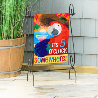 5 o Clock Parrot Burlap Garden Flag