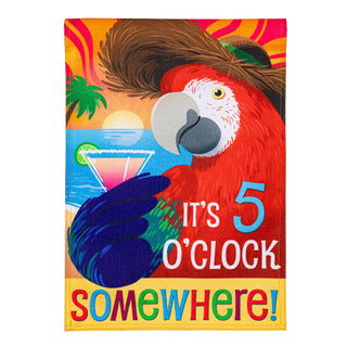 5 o Clock Parrot Burlap Garden Flag