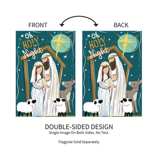 Oh Holy Night Burlap Garden Flag