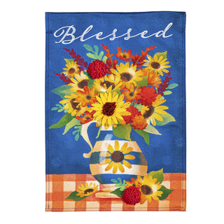 Blessed Floral Arrangement Garden Linen Flag