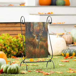 Buck in the forest garden flag