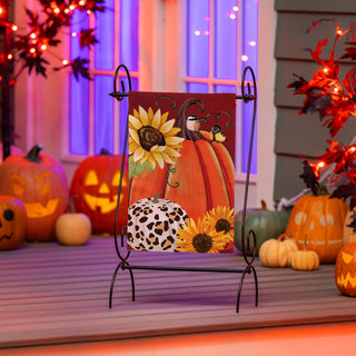 Animal print pumpkin garden flag
