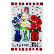 Load image into Gallery viewer, Patriotic Floral Applique House Flag