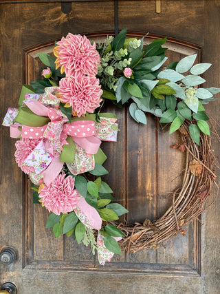 Wreath Grapevine Pink Floral