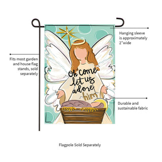 Oh Come Let Us Adore Him Applique Garden Flag