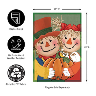 Couple Of Scarecrows Applique Garden Flag