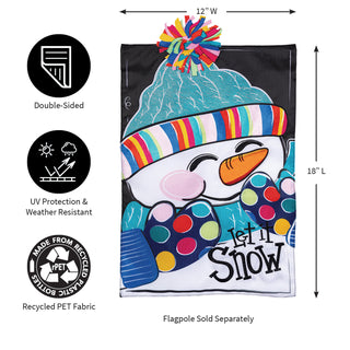Let It Snow-Man Applique Garden Flag