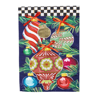 Christmas garden flag with ornaments