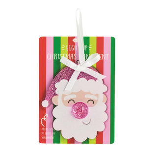Pink Santa Light-Up Ornament