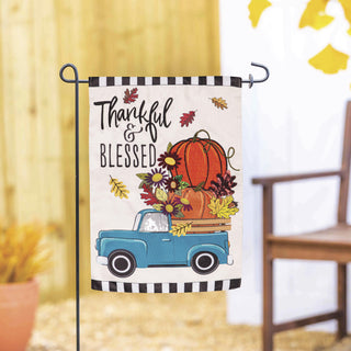 Thankful and Blessed Fall Truck Applique Garden Flag