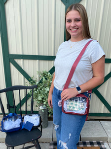 Keychain Wallet Crossbody Maroon Clear