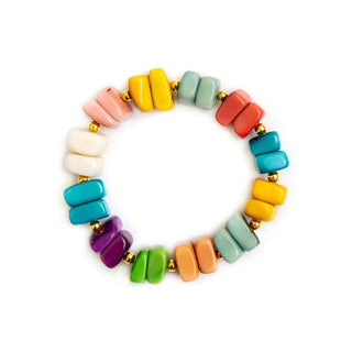 Colorful beaded bracelet on a white background
