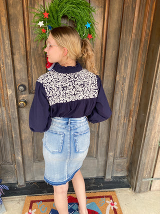 Jane Navy & White Top