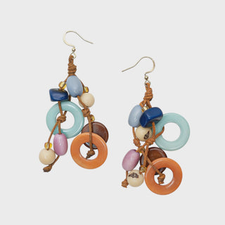 Colorful beaded earrings on a white background