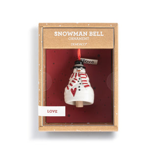 Love Snowman Red Heart Mini Bell Ornament - 1.5x2.